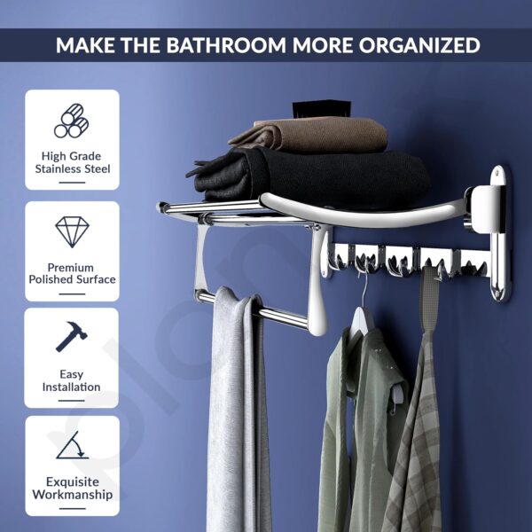 Plantex Stainless Steel Towel Holder in Bathroom/Towel Holder/Bathroom Towel Hanger for Wall/Towel Rack/Bathroom Accessories (24 Inch) Chrome Finish