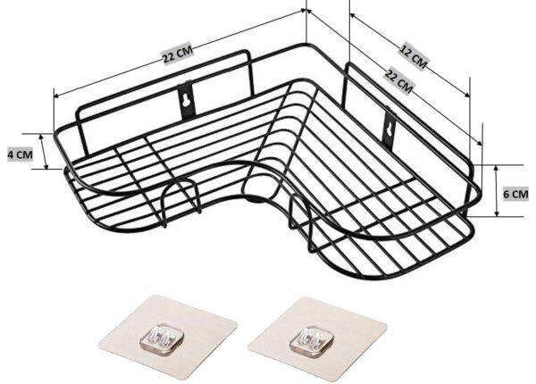 RAYMOX Pack of 2 Self-Adhesive Shelf/Storage Organizer for Bathroom and Kitchen Corner Wall Mounted Rack Shelf Bathroom Accessories Storage Rack No Drilling-Shelf Adhesive