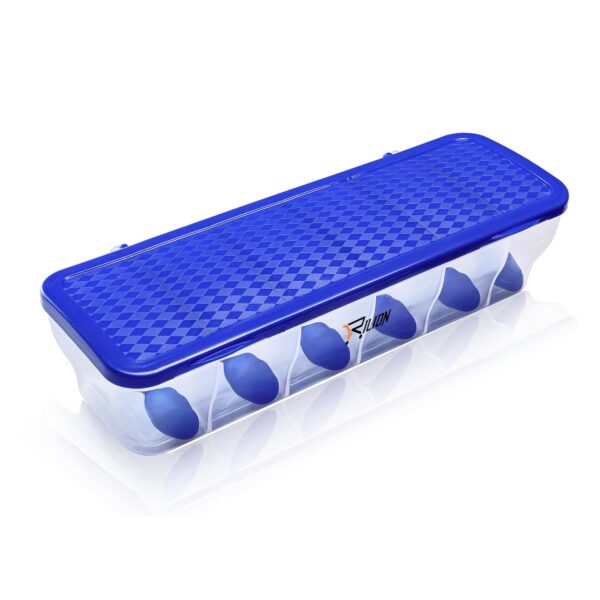 RILION Multipurpose 6-in-1 Masala Box for Kitchen| Airtight BPA-Free Plastic 6 Section Storage Container with 6 Spoons, 1800 ml Transparent Pickle Box for Spices| Dry Fruits, Snacks Pack Of 1 Blue