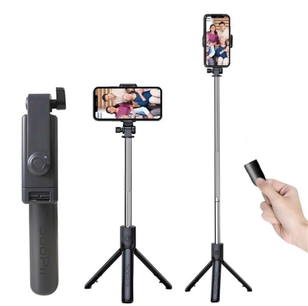 SOOPII 3-in-1 Selfie Stick with Bluetooth Remote, Foldable Tripod Stand, SOOPII 3-in-1 Selfie Stick with Bluetooth Remote, Foldable Tripod Stand, Compact & Extendable Upto 70 cm / 27.5 inches Mobile Stand Holder for iPhone and Android Devices