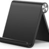 STRIFF Multi Angle Tablet Tabletop Stand. Holder for iPhone, Android, Samsung, OnePlus, Xiaomi. Portable, Foldable Stand. Perfect for Bed,Office, Home, Gift and Desktop (Black)