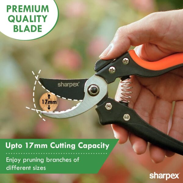 Sharpex Heavy Duty 8 Inch Garden Bypass Pruning Shears | SK5 Carbon Steel With Teflon Coating Blade | Tree Trimmers Secateurs, Plant Cutter For Home Gardening Scissors, Plant Branch Cutter For Tree