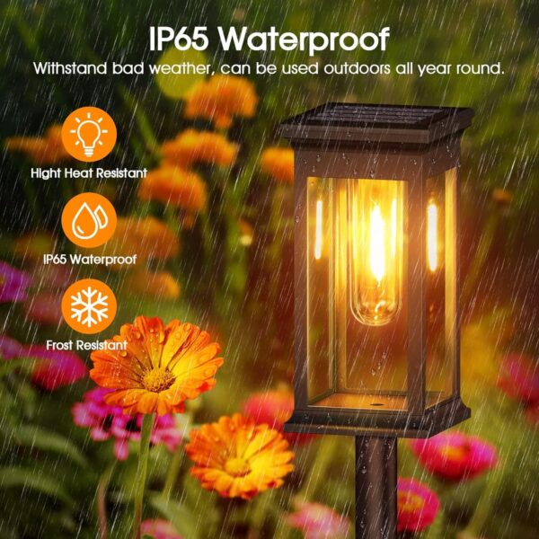 Solar Pathway Lights – Waterproof Outdoor Garden Lights for Yard, Lawn, Patio – Auto On/Off LED Landscape Lighting, Decorative Solar Walkway Lights (8 Pack)