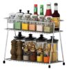 Stainless Steel Spice 2-Tier Countertop Trolley Container Kitchen Organizer For Boxes Utensils Dishes Plates For Home (Multipurpose Storage Shelf Shelves Holder Stand,Tiered Shelf