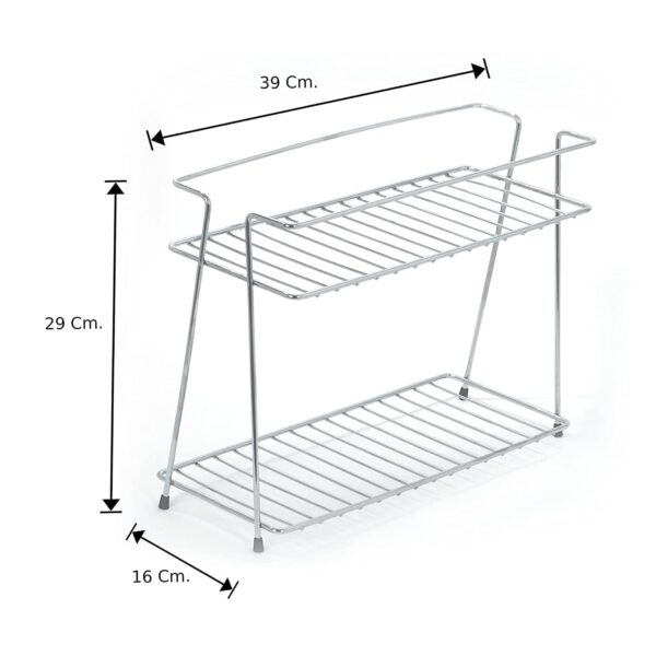 Stainless Steel Spice 2-Tier Countertop Trolley Container Kitchen Organizer For Boxes Utensils Dishes Plates For Home (Multipurpose Storage Shelf Shelves Holder Stand,Tiered Shelf