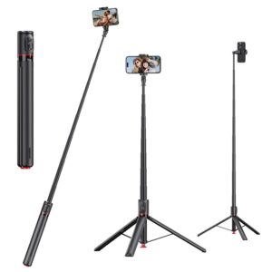 WeCool S7 Pro Long Selfie Stick with Tripod Stand 69"/177cm, 360 Degree Rotation Selfie Stick Tripod, Magnetic Remote with ABS+Aluminum Body, Auto Pop Open for Hands-Free Photo & Live Video Shoot