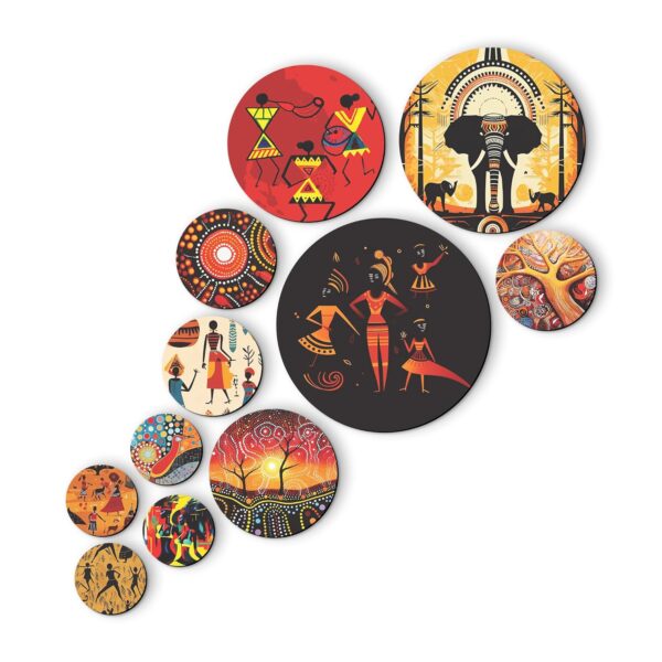 Wooden Wall Hanging For Home Décor, Set of 11, Living Room, Bedroom, Office Decoration (Rajasthani)