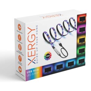 XERGY USB 5V Powered RGB LED Flexible Strip Light With Mini Controller (2 Meter for 32-49" TV's)