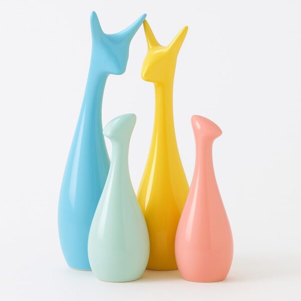 Xtore® Home Decor Lucky Deer Family Statue Piano Finish Ceramic Figures - (Set of 4, Multicolor)