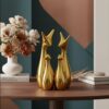 Xtore® Home Decor Lucky Deer Statue Family Metallic Gold Finish Ceramic Figures | | Elegant Family Deer Showpiece for Living Room, Office, Hall, Shelf Decoration - (Set of 4, Golden Set)