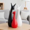 Xtore® Home Decor Lucky Deer Statue Family Piano Finish Ceramic Figures - (Set of 3, Red Black, White)