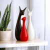 ascension Set of 3 Cute Deer Statue Ceramic Beautiful Lucky Red Black & White Deer Family Figurine Decorative Showpiece for Gifting Living Room House Warming Anniversary Birthday Office & Home Décor