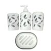 1 Set of 4Pcs Toothbrush Toothpaste Holder Leaf Print Bathroom Accessory Soap Shampoo Dispenser Cup Dish Decor Accessories Vanity Countertop DishShampoo BottleToothbrush.