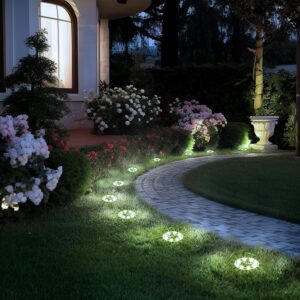 16 Pack Solar Lights Outdoor, 8 LED Solar Powered Ground 16 Pack Solar Lights Outdoor, 8 LED Solar Powered Ground Lights Waterproof Garden Landscape Lighting for Yard Deck Patio Driveway Pathway Walkway (Cool White)
