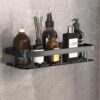 SR Self-Adhesive Multipurpose Wall Mounted Bathroom Shelves | Space-Saving Storage Organizer Racks for Bathroom and Kitchen Accessories | Stylish Wall Stand for Home, Office Use (Black-Pack of 1)