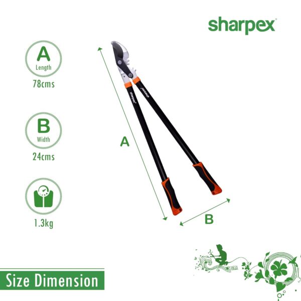Sharpex Bypass Lopper with Compound Action, Professional Power Gear Bypass,Tree Trimmers Secateurs with Shock Absorbing Effort-Saving Handle Garden - Pruning Tool (Black)