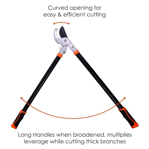 Sharpex Bypass Lopper with Compound Action, Professional Power Gear Bypass,Tree Trimmers Secateurs with Shock Absorbing Effort-Saving Handle Garden - Pruning Tool (Black)