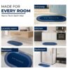 Pack of 2 Bathroom Mats Anti Slip Quick Dry Soft Water Absorbing | Oval Anti-Skid Non-Slip Rubber Doormat for Home, Kitchen & Washroom | (Blue)