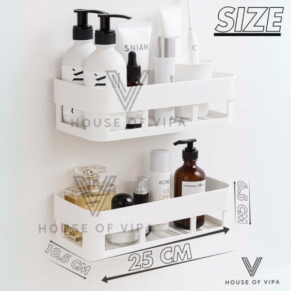 1772444354_House-of-vipa-Bathroom-Shelf-Without-Drill-Adhesive-Bathroom-Organizer-Wall-Shelf-2-Shelves-2-Soap-Dish-Waterproof-Rust-Free-Bathroom-Rack-for-Kitchen-Washbasin.jpg House of vipa Bathroom Shelf Without Drill | Adhesive Bathroom Organizer Wall Shelf | 2 Shelves + 2 Soap Dish | Waterproof Rust-Free Bathroom Rack for Kitchen & Washbasin