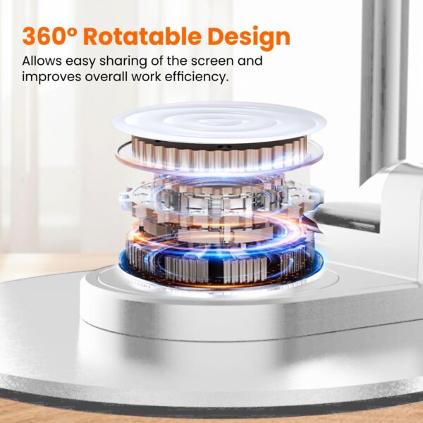 Elfora 360° Rotating Mobile Phone Stand | Foldable, Height & Angle Adjustable Phone Holder for Desk | Portable & Stable Design | Compatible with iPhone, Samsung, Vivo, Oneplus & All Smartphones(White)