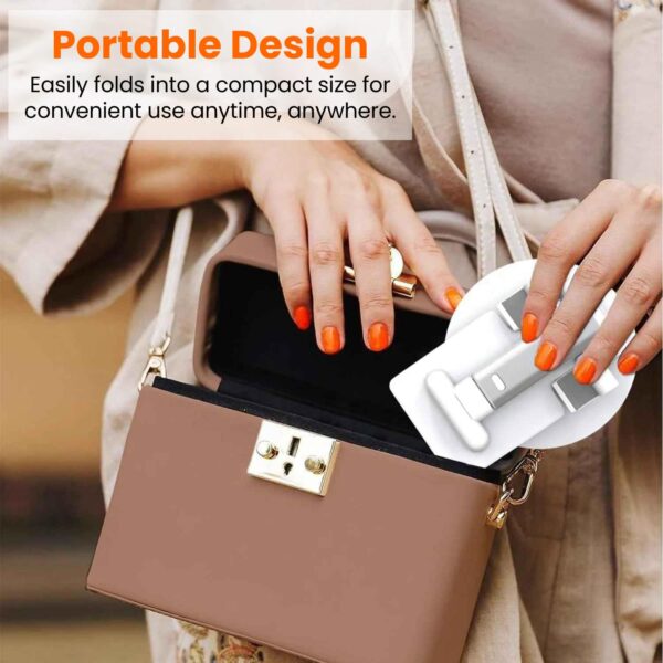 Elfora 360° Rotating Mobile Phone Stand | Foldable, Height & Angle Adjustable Phone Holder for Desk | Portable & Stable Design | Compatible with iPhone, Samsung, Vivo, Oneplus & All Smartphones(White)