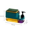 MARKWELL Plastic 3 in 1 Dish Soap Liquid Pump Dispenser Sponge Holder for Sink Countertop Kitchen Bathroom Multi-Color