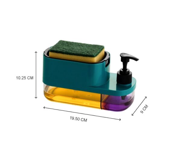MARKWELL Plastic 3 in 1 Dish Soap Liquid Pump Dispenser Sponge Holder for Sink Countertop Kitchen Bathroom Multi-Color
