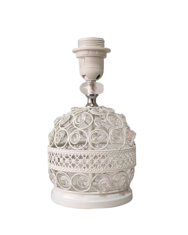 Homesake® Modern Small Crystal Table Lamp,Contemporary Bedroom Bedside Nightstand Lamp,Morden Minimalist, Desk Globe Lamp for Living Room Girls Kids Room, White Fabric Shade (White)