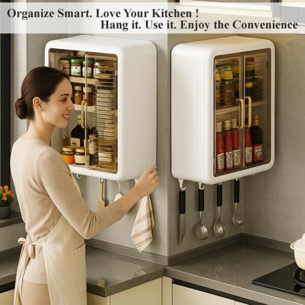 𝟑 𝐒𝐡𝐞𝐥𝐯𝐞𝐬 Multipurpose Bathroom Organiser Without Drill Plastic Wall Mounted Storage Cabinet for Kitchen and Bathroom with Shelves & Door| Organiser for, Essentials, Makeup, Skincare