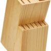 amazon basics Stainless Steel Knife Set with High-carbon Blades and Pine Wood Block, 14 Pieces
