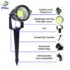 D'Mak 3 Watt and Spike Focus 'IP65 ' Water Resistant and Adjustable 180° Black Aluminium Body Outdoor LED Garden Lights (Warm White) - Pack of 10