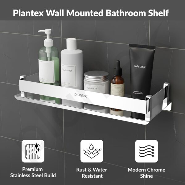 1772525482_Plantex-Stainless-Steel-Bathroom-Shelf-RackBathroom-OrganizerWall-Shelf-for-Bathroom-Accessories-SetKitchen-StandKitchen-Shelves-Racks-Chrome-12x5-Inch.jpg Plantex Stainless Steel Bathroom Shelf Rack/Bathroom Organizer/Wall Shelf for Bathroom Accessories Set/Kitchen Stand/Kitchen Shelves & Racks - Chrome (12x5 Inch)