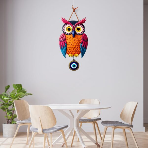 GiftOday Owl Shape Wooden Wall Hanging For Home Decor | Evil Eye Decoration Livingroom, Dining Room | Modern Artwork | Designer Mdf Item | Wall Hanging Ornament Door Decorative (18 x 30 CM)