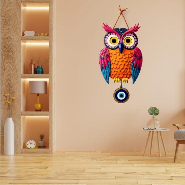 GiftOday Owl Shape Wooden Wall Hanging For Home Decor | Evil Eye Decoration Livingroom, Dining Room | Modern Artwork | Designer Mdf Item | Wall Hanging Ornament Door Decorative (18 x 30 CM)
