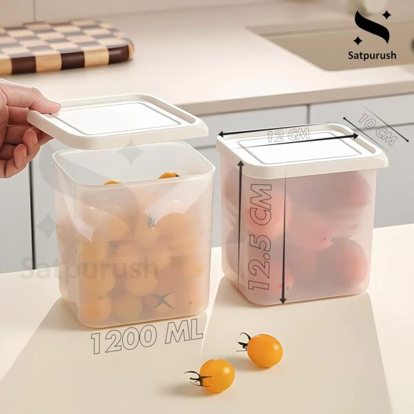 Fridge Storage Containers for Vegetables – 1200 ml (Pack of 6) | Refrigerator Organiser Boxes | Freezer Safe, BPA Free Plastic Fridge Containers | Kitchen Storage Box for Vegetables & Fruits