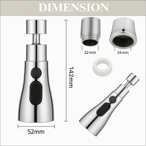 Kitchen Faucet Extender, Chrome Plated, 3-Mode Spray Head, Flexible Extension