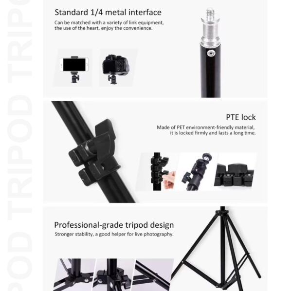 Dyazo Rotation Head 7 Feet Tripod Stand | Adjustable and Portable Design with Mobile Clip Holder Perfect for Photography, Videography & Live Streaming | Compatible with All Mobiles & Cameras (Black)
