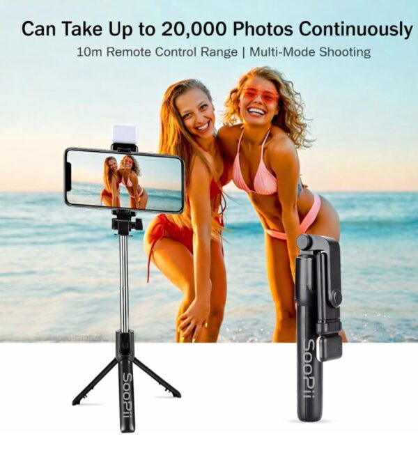 S1 Selfie Light Stick with Tripod Stand, 3 in 1 Multifunctional Design, Rechargable LED Light with Two Brighness Levels for Make up, Selfie, Vlogging & Photo Shoot, Selfie Stick with Bluetooth Remote