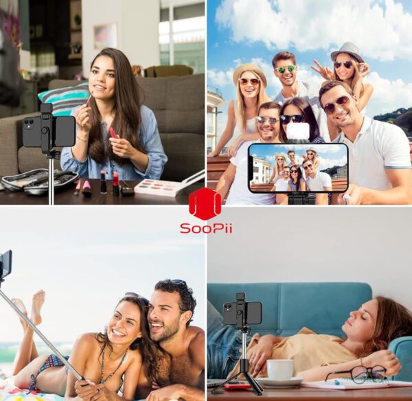 S1 Selfie Light Stick with Tripod Stand, 3 in 1 Multifunctional Design, Rechargable LED Light with Two Brighness Levels for Make up, Selfie, Vlogging & Photo Shoot, Selfie Stick with Bluetooth Remote