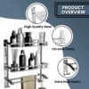 GLOXY Stainless Steel Washroom Storage Organizer | Double Layer Wall Mounted Bathroom Shelf with Towel Rod | Bathroom Accessories for Storage and Organization – Chrome Finish (15W x 5D x 18H in)
