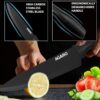 AGARO Royal 6 Pcs Kitchen Knife Set with Cover, High Carbon Stainless Steel Black Colour Coated Professional Chef Knife, Utility, Sontuku, Bread, Utility, Paring, for Home & Restaurant Use, Black