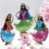 Set of 3 Metal Figurine Dancers Home Decor Item for Living Room, Bedroom, Wedding Festive Housewarming Gift Showpiece Rajasthani Dancing Dolls