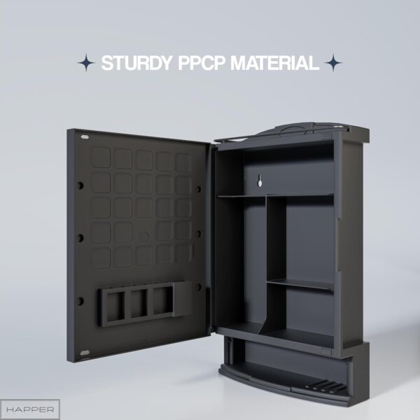 1772671999_Happer-Plastic-Premium-Multipurpose-Wall-Mounted-Storage-Cabinet-with-Mirror-Prime-Look-Black.jpg Happer Plastic Premium Multipurpose Wall Mounted Storage Cabinet with Mirror, Prime Look (Black)