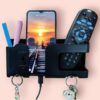 Wall Mobile Holder | Multi-Purpose Mobile Stand | Remote Holder & Mobile Charging Stand, Phone Stand for Charging with Pen and Key Holder Useful Gadget-White | Useful Gadget-Black