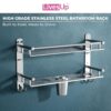 Stainless Steel Multi-use Rack, Bathroom Shelf, Soap Stand, Tumbler and Toothbrush Holder, Bathroom Accessories, Silver, Number of Shelves 2