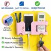 Mobile Phone Charging Stand Multi-Functional Storage Wall Mounted Ac Remote Holder Self Adhesive Bedside Fixed Rack Bedroom Office Accessories Apricot Pack of 1