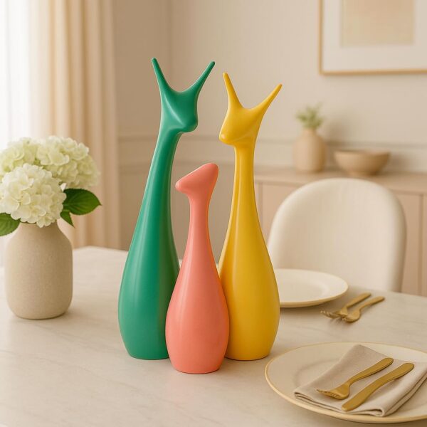 Beautiful Home Decor Lucky Deer Statue Family Ceramic Statues - (Set of 3, Multicolor)