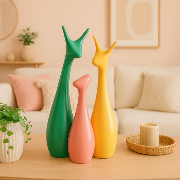 Beautiful Home Decor Lucky Deer Statue Family Ceramic Statues - (Set of 3, Multicolor)