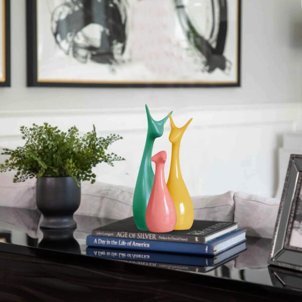 Beautiful Home Decor Lucky Deer Statue Family Ceramic Statues - (Set of 3, Multicolor)