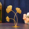 Webelkart Premium Iron Gold Plated 3 Leaf Shape Decoration Table Stand for Home and Living Room Decor - (7.8 inches, Gold)- Decorative Items for Home Decor, Showpiece for Home Decor